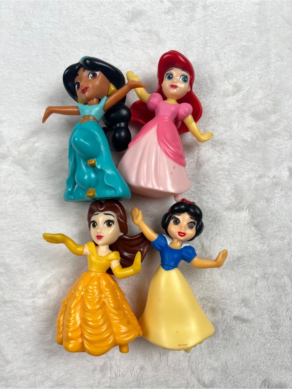 2021 McDonalds Disney Princess Happy Meal Toys Lot 4 Ariel Belle Jasmine Snow Wh